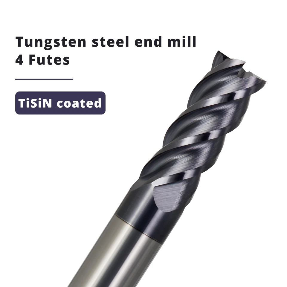 Augusttools HRC55/50/65 4 Flutes End Mills Tungsten Carbide Milling Cutter For Metal Stainless Steel Router Bit Cnc Milling Tool
