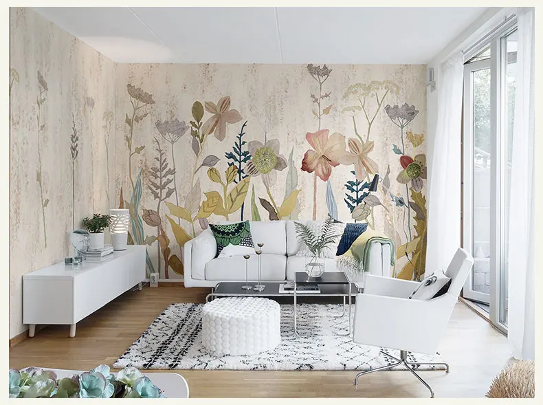 Bacal 3D Wall Murals Wallpaper Countryside Flower Mural Art Living Room Bedroom Wall paper Hand-painted Oil Painting huda beauty