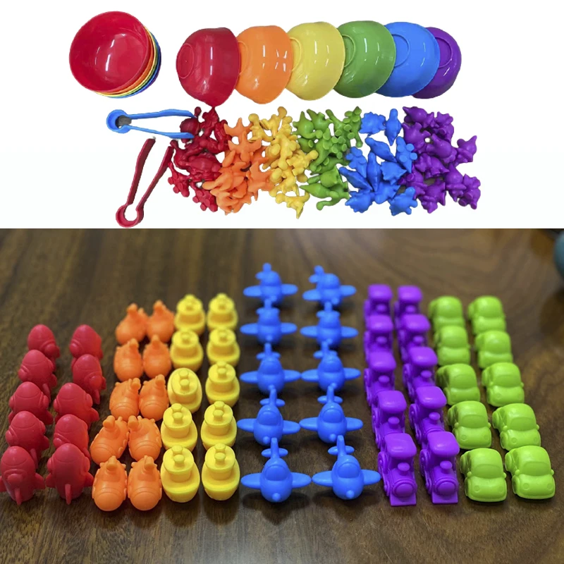 เกมจับคู่ DIY สัตว์ ฝึกการรับรู้สี ฝึกกล้ามเนื้อมัดเล็ก ของเล่นเสริมพัฒนาการแบบมอนเตสซอรี่ ของเล่นเสริมประสาทสัมผัส ของเล่นเสริมพัฒนาการเด็กเล็ก