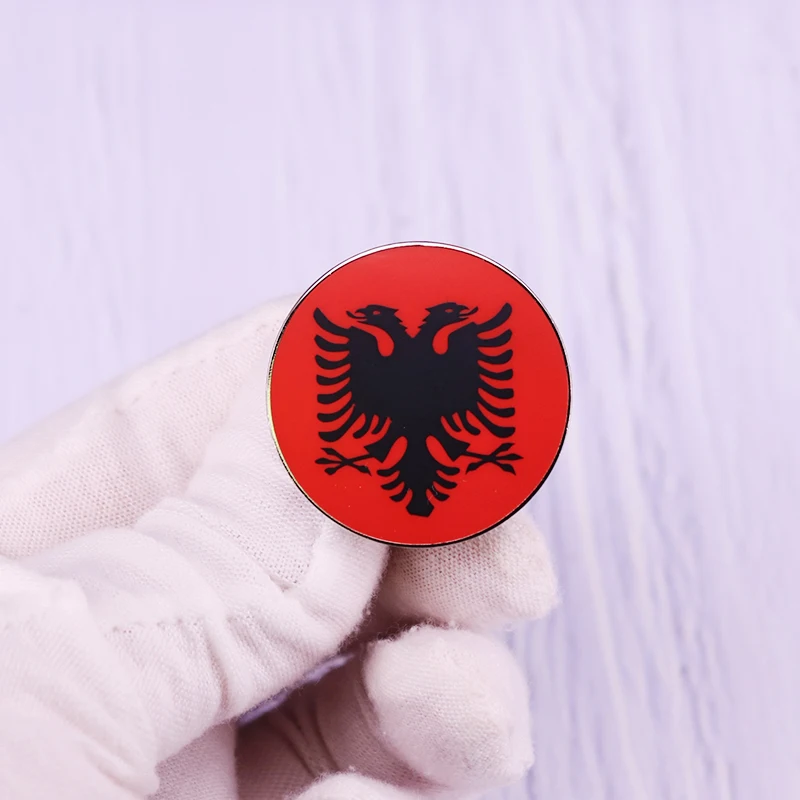 Flag of Albania Pin Button Badge Albanian Independence Day Gift