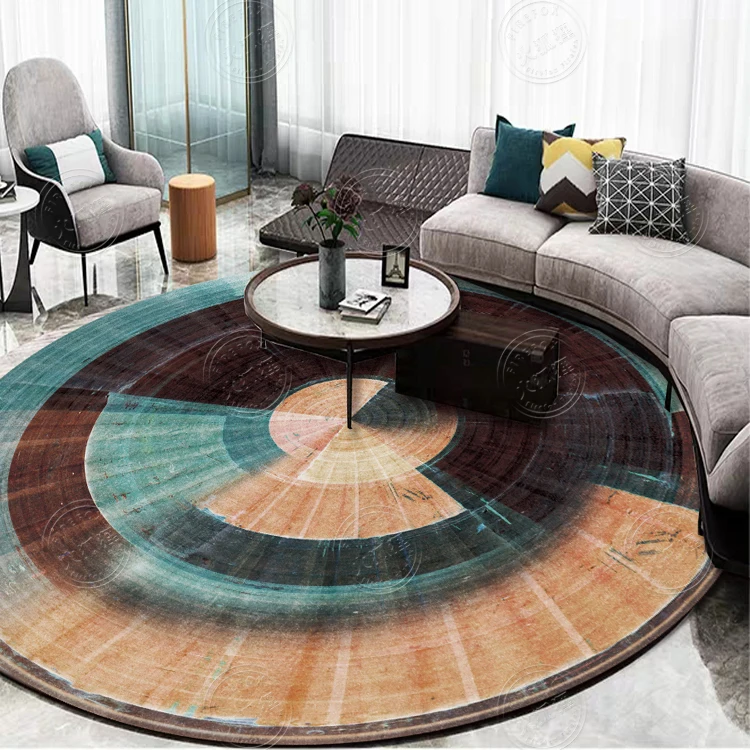 Art Watercolor Blue Green Abstract Metal Round Carpet Bedroom Rug Christmas Rug Floor Mats Abstract Art Carpets For Living Room