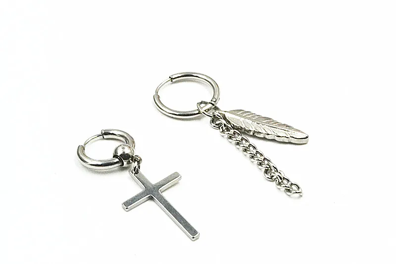 50pcs Free Shippment  Body jewelry-Hot Women Men PUNK EMO  Ear Stud Earring Hoop Cross Chain Ear Piercing