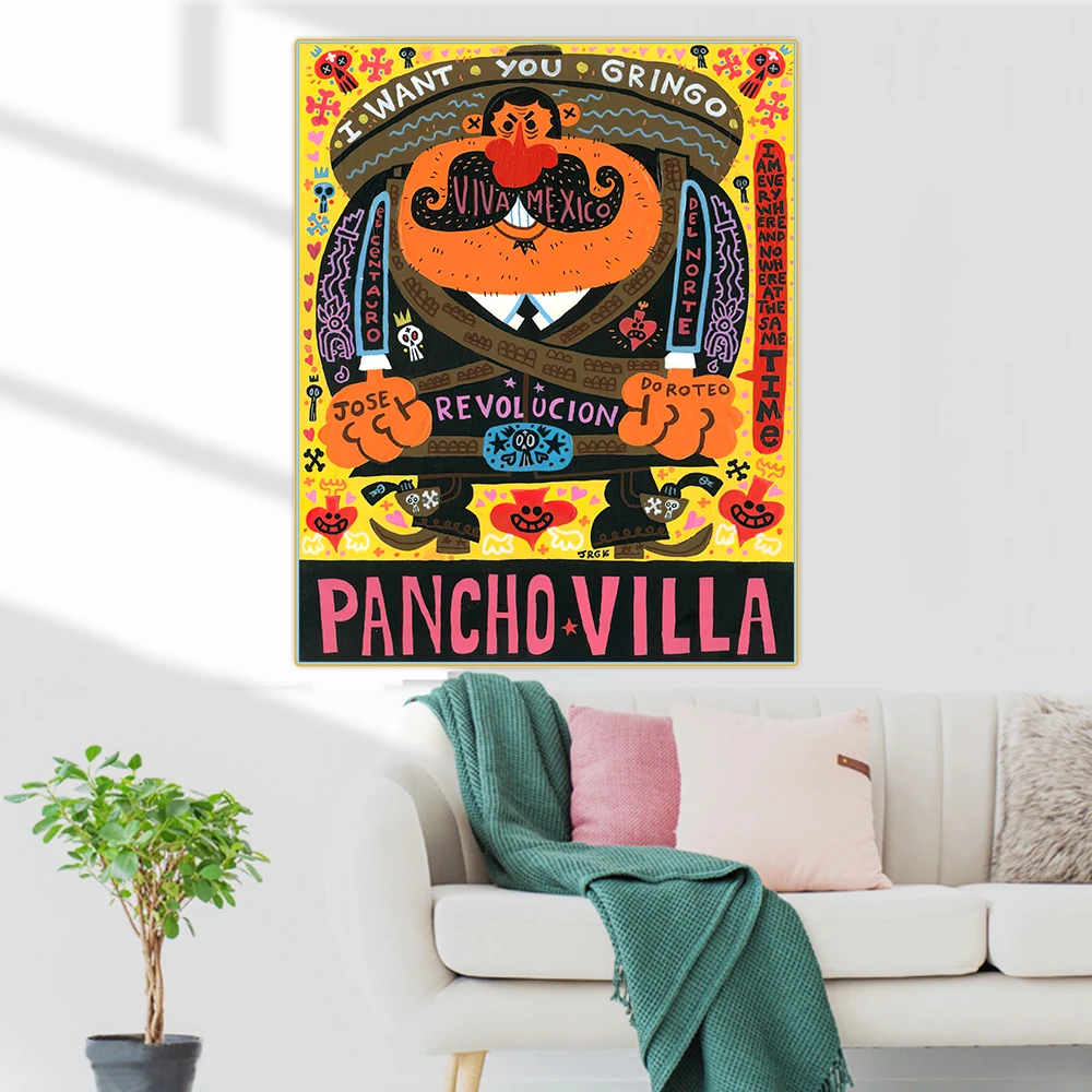 

Jorge Gutierrez " Pancho Villa " Canvas Oil Painting Aesthetic Artwork Picture Print Poster Wall Decor Home Interior Decoration