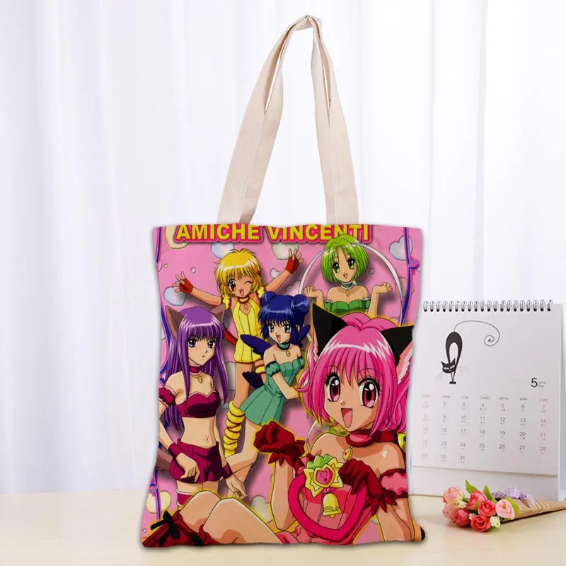 New Anime Tokyo Mew Mew Tote Bag Foldable Shopping Bag Reusable Eco Large Unisex Canvas Fabric Shoulder Bag Tote 0719