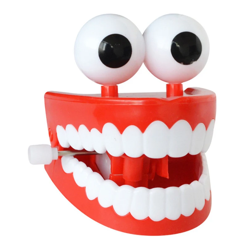 Classic red chattering teeth novelty toy view