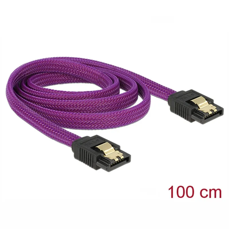 SATA 3.0 7-pin data 6Gb/s cable straight to straight 180 degree SSD cable HDD hard disk data cable purple nylon sleeve cable