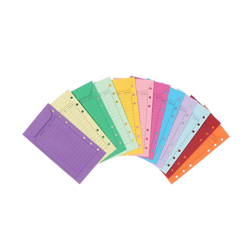 12 Pcs Budget Envelopes Cardstock Cash Envelope System For Money Saving, Assorted Colors, Vertical Layout & Holepunched