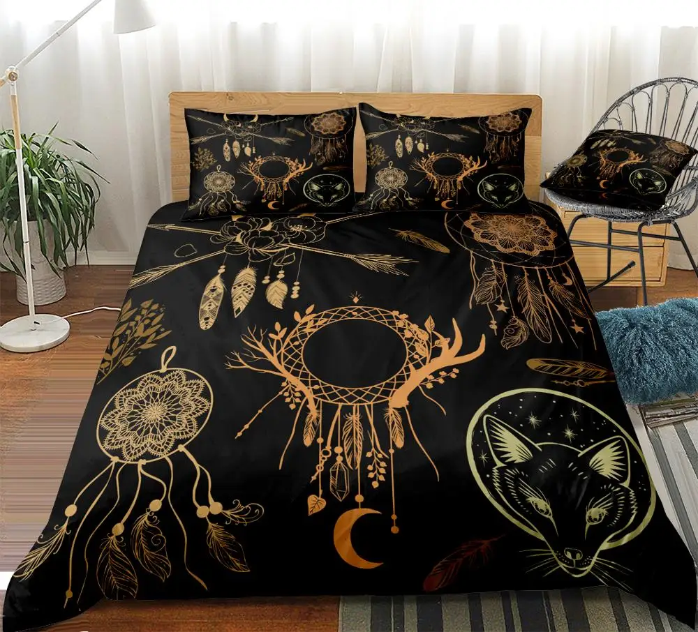 

Dreamcatcher Bedding Set Feather Duvet Cover Set Black Bed Linen Kids Home Textile Dreamcatcher Bed Set Microfiber Bedclothes