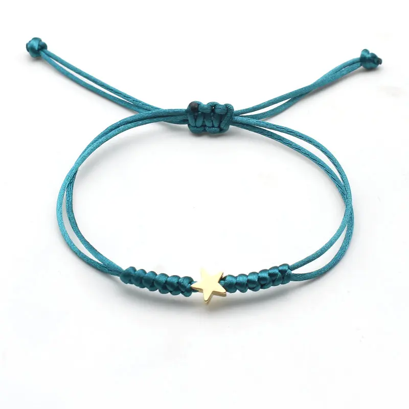 Gold Silver Colour Star Bracelet Couple Wish Good Lucky String Braided Simple Adjustable Charm Bracelets for Men Women Jewelry