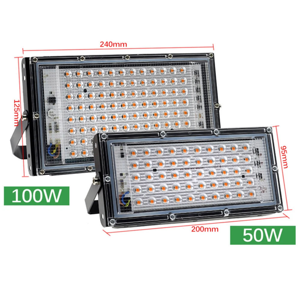220V LED coltiva la lampada fito LED a spettro completo della luce 50W 100W per i proiettori idroponici di illuminazione di crescita della pianta della serra delle piante