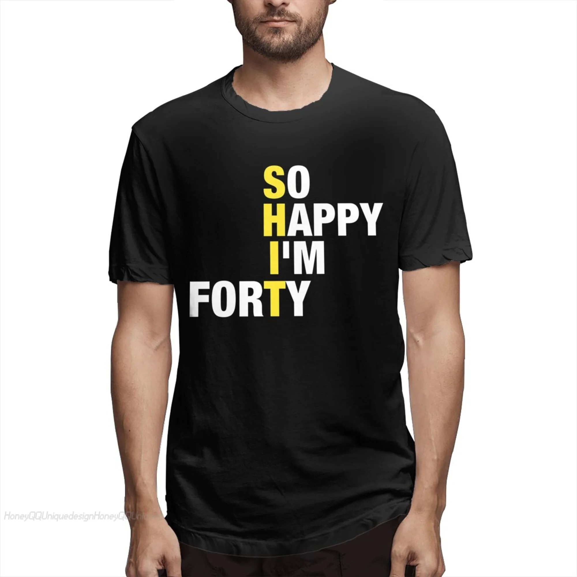 40 Years Old Born in 1981 Tshirt So Happy I'm Forty 40 Years Old, Funny 40th Birthday Gift Unique Crewneck Cotton for Men Shirts