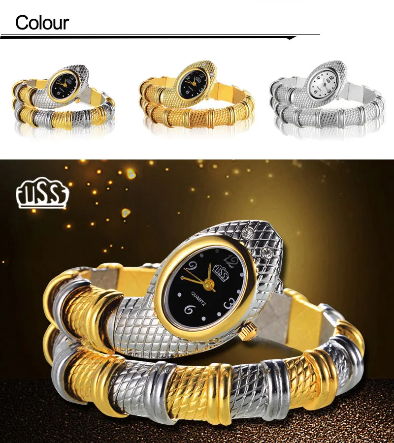 2021 Fashion Snake Watch Women Luxury Gold Bangle Watches Stainless Steel Quartz Bangle Watches Ladies Relogio Feminino CUSSI