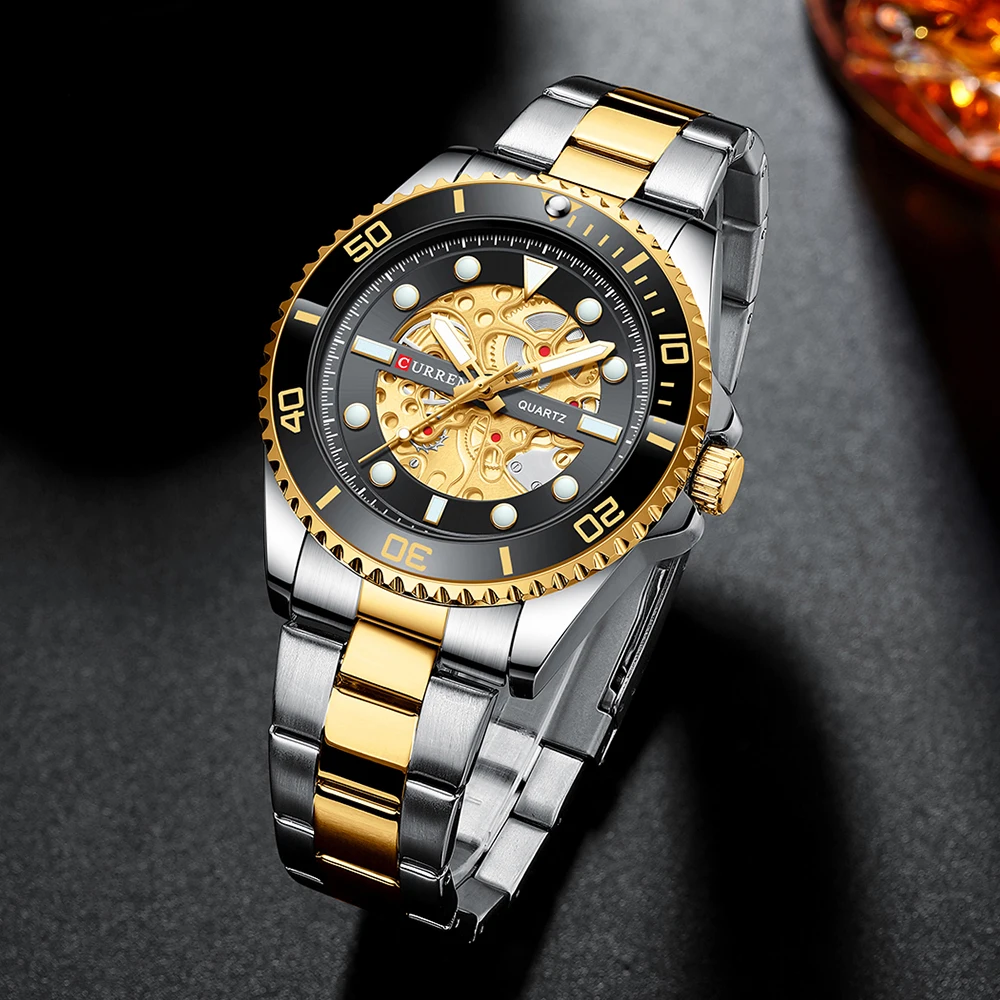 CURREN 2021 New Top Brand Watches Men Waterproof Luminous Quartz Wristwatches Casual Stainless Steel Band Clock