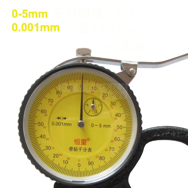 Micron thickness tester 0-5mm 0.001mm Micron Dial Thickness Gauge 10mmx30mm 0.01mm thickness meter  width measuring tool caliper