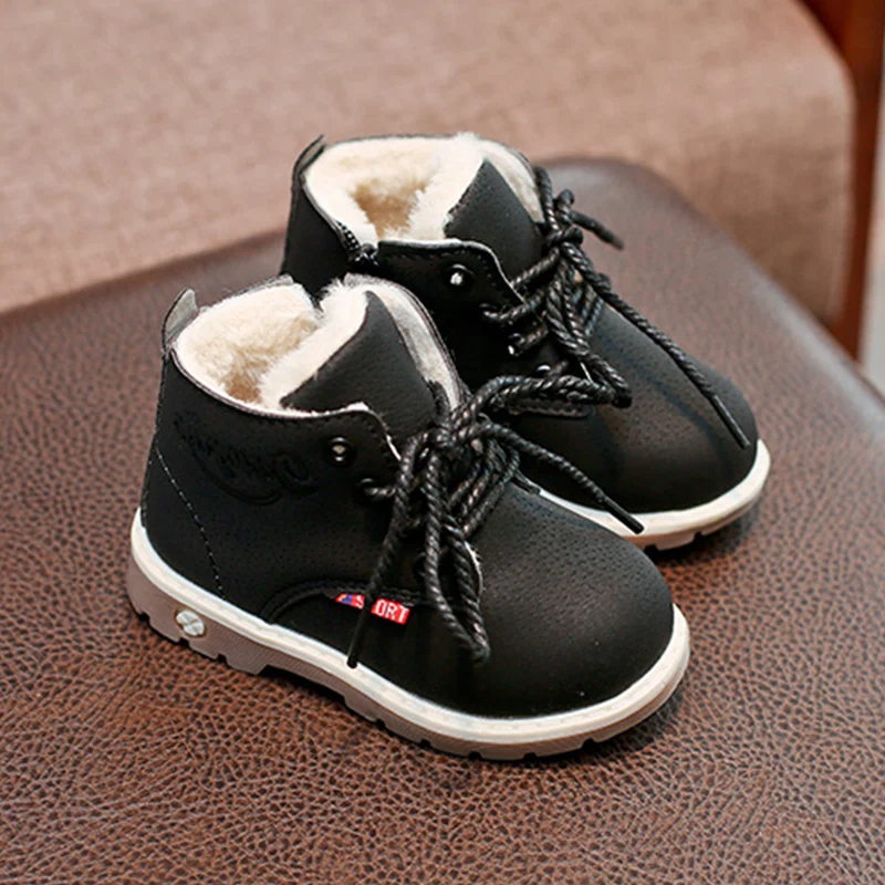 Botas antideslizantes de cuero suave para niños, zapatos casuales para niños, zapatos deportivos para correr, moda de otoño, 21-30, Invierno
