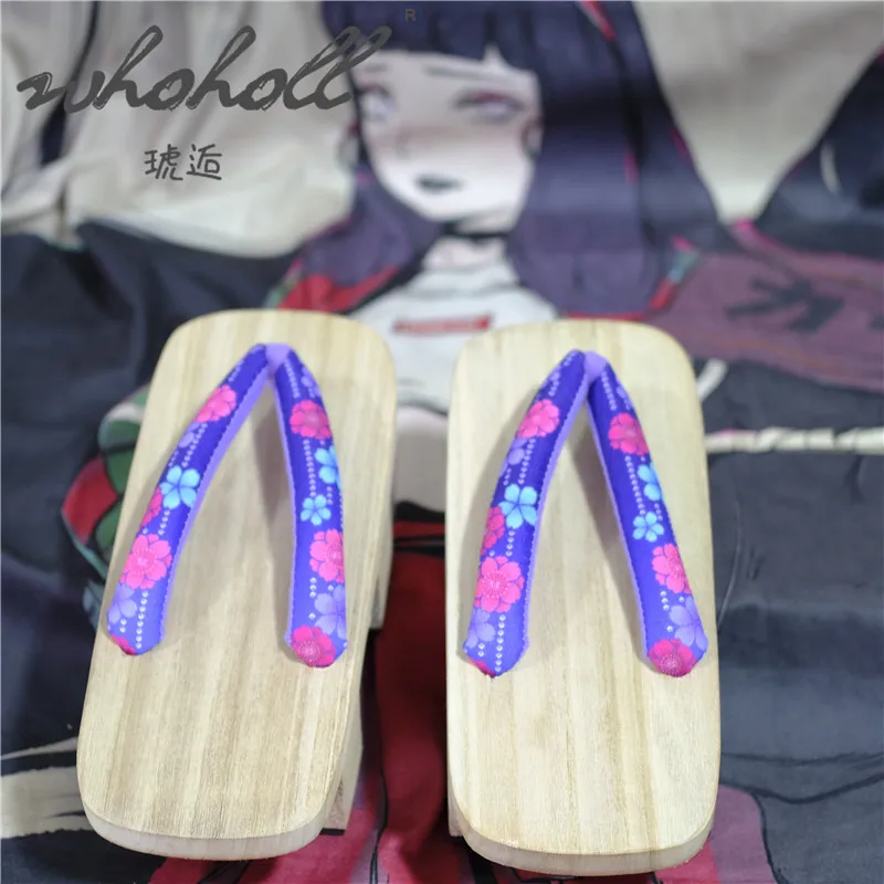 Whoholl mulheres tamancos sapatos japonês chinelo de madeira geta quimono chinelos para mulheres anime cosplay sapatos verão flip flops feminino