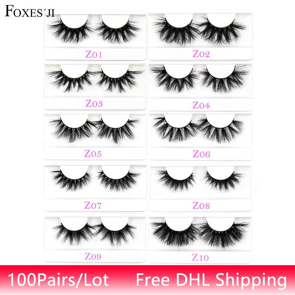 

FOXESJI 100pairs Mink Eyelashes 3D Mink Lashes Cross Thick Dramatic Fluffy Natural False Eyelashes Eye Lashes Wholesale Free DHL