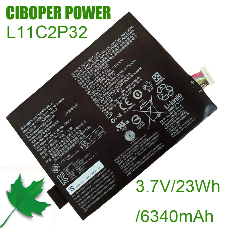 

CP Genuine Battery L11C2P32 3.7V/6340mAh L12D2P31 For IdeaTad S6000 S6000-F S6000-H A7600 A7600-HV A7600-F S6000L-F A10-80HC