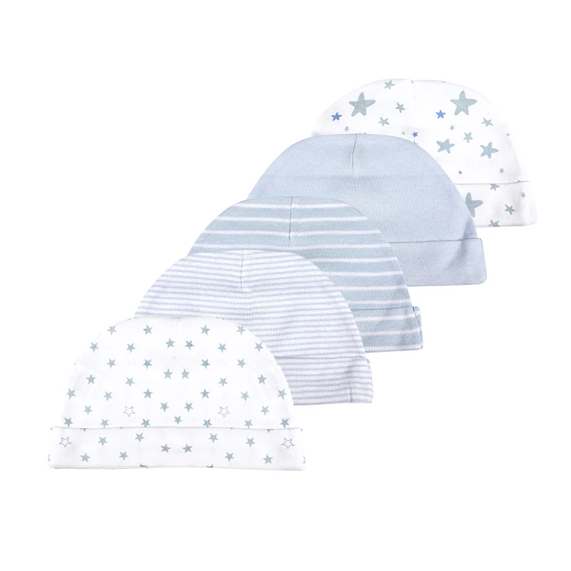 Unisex 3/5Pieces Cotton Infant Hats Newborn Baby Girl Boy Hats 0-6Months Solid Color Soft Baby Accessories