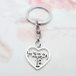 New Jewelry Love Happiness 18 Necklace Alloy Keychain Adult Gift 18 Years Old Memorial Jewelry Accessories Fashion Key Ring