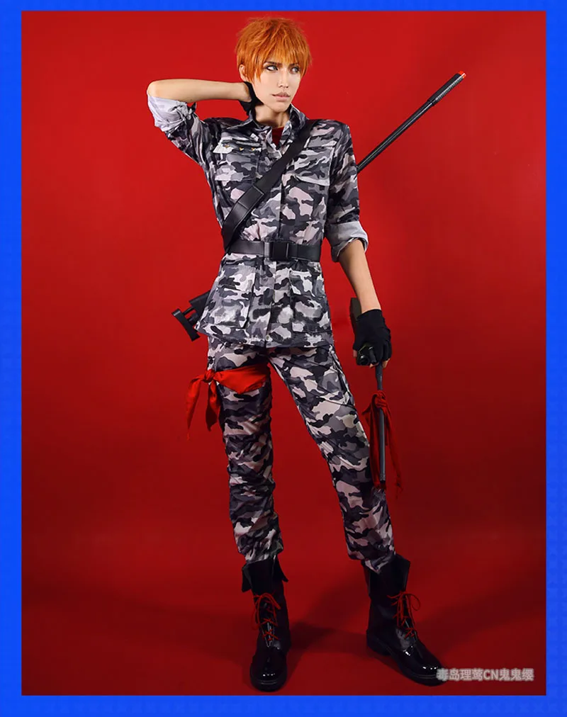 

Japanese Voice Actor Division Rap Battle Mad Trigger Crew Rio Mason Busujima Crazy M Camouflage Uniform Outfit Cosplay Costume