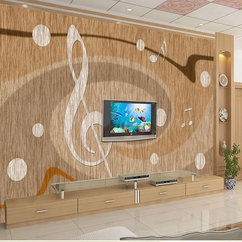 

Custom Self-Adhesive Waterproof Simple Music Background Wall Papers Living Room TV 3D Stickers Papel De Parede Fresc