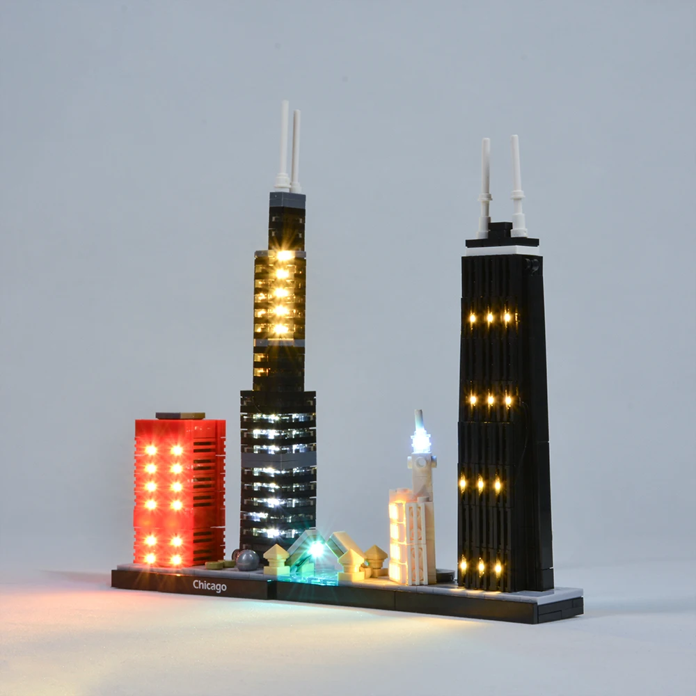 EASYLITE LED Light Kit For 21033 Chicago Skyline Model Architecture Toys Blocks Set Not Contain Blocks Set