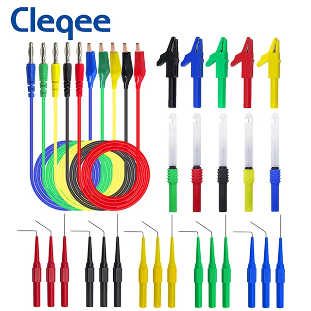 

Cleqee P1920 P1920b Alligator clip to Banana plug test lead test probe connect to 4mm banana plug for electrical back probe kit