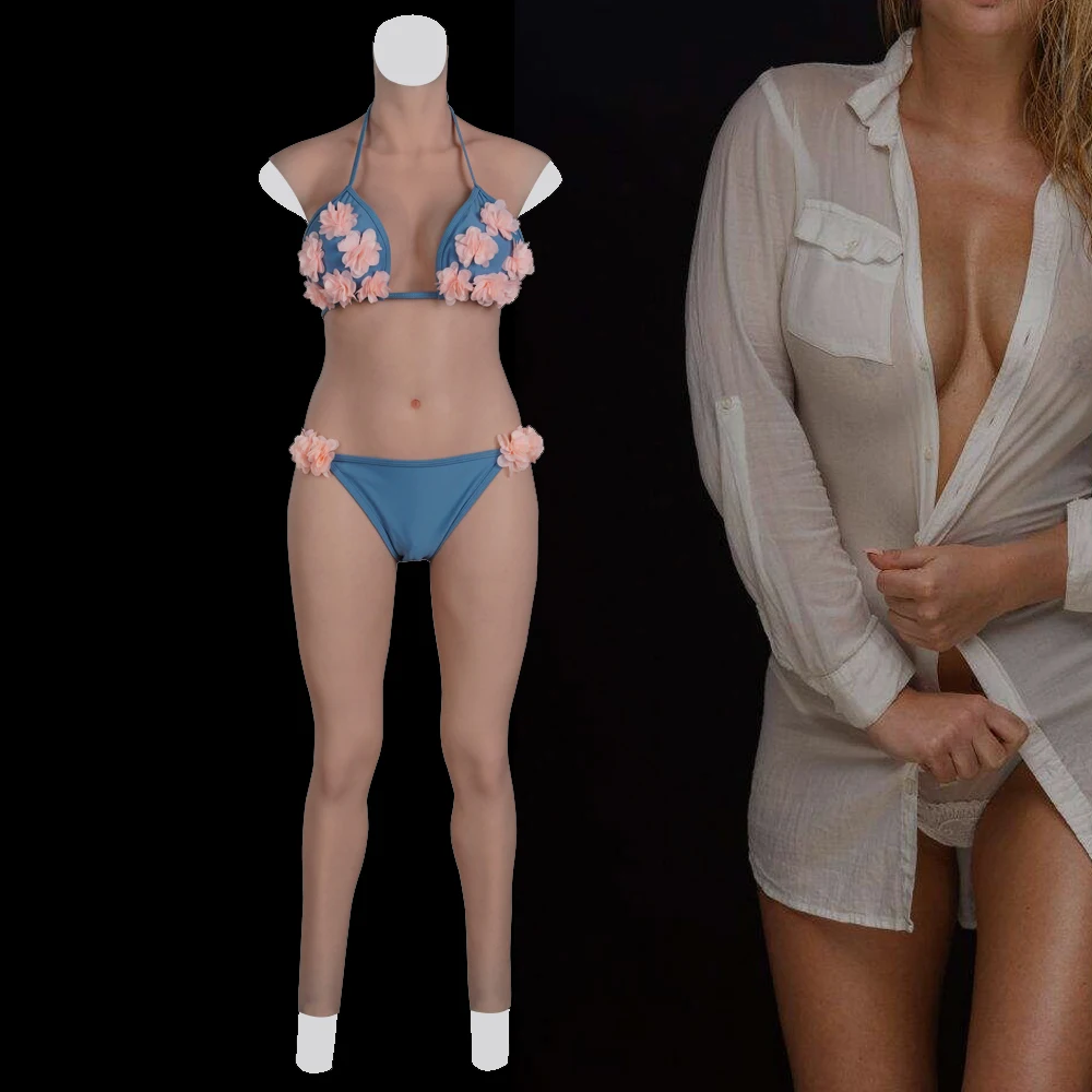 

Realistic Silicone Cosplay Fake Breasts Forms Body Suit With Fake Vagina Pussy Crossdresser Artificial Chest Bodysuit for Sissy