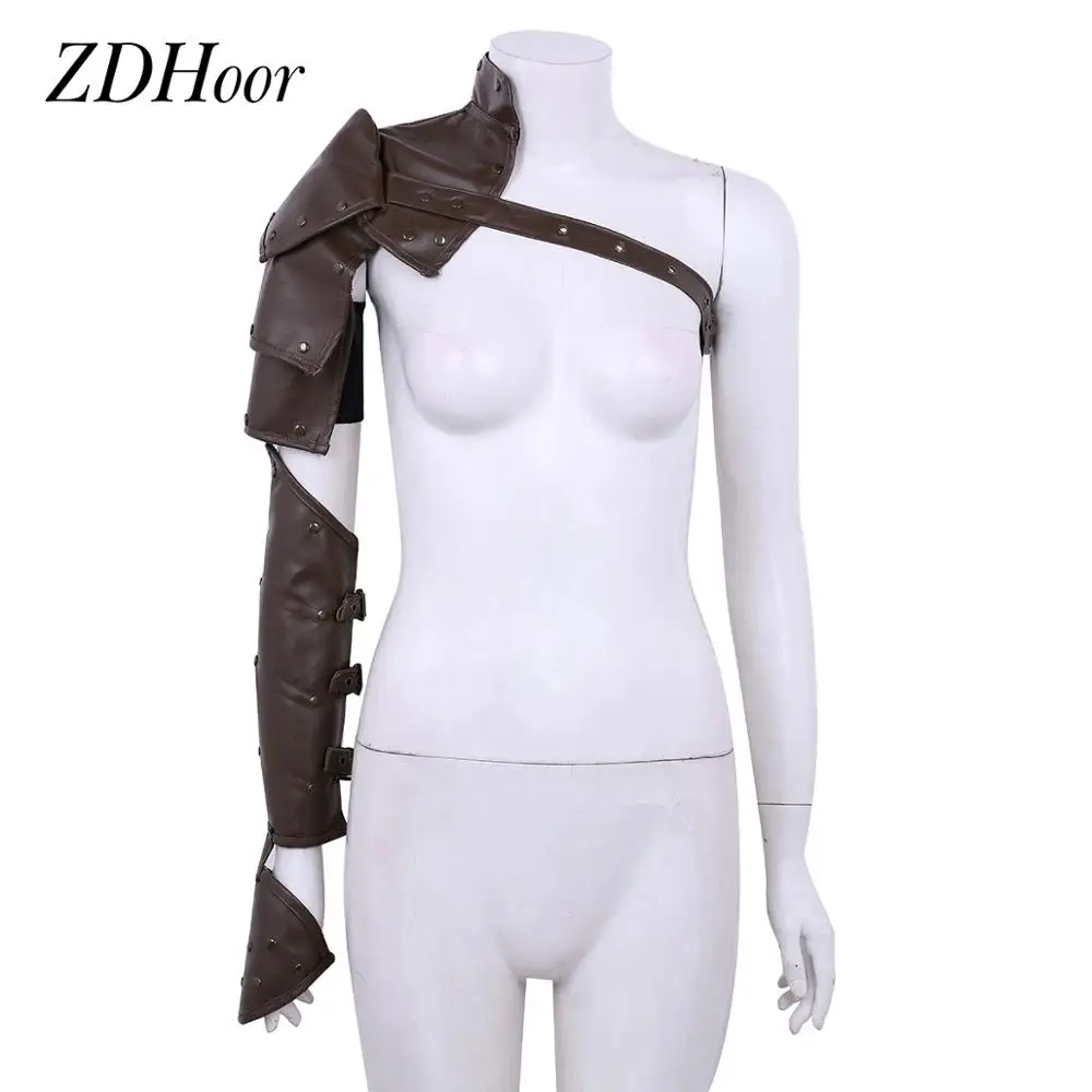 

Women Men Body Shoulder Harness Belt Gothic Steampunk PU Leather Shoulder Armors with Arm Strap Clubwear Cosplay Knight Costumes