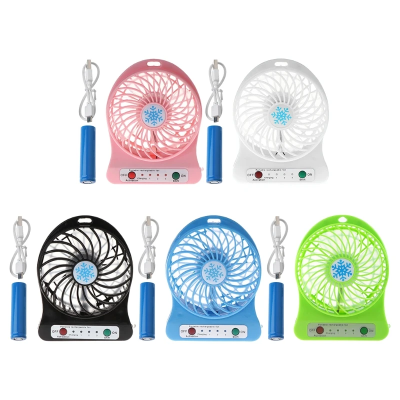 Draagbare Outdoor Led Licht Fan Luchtkoeler Mini Desk Usb Ventilator Met 18650 Batterij