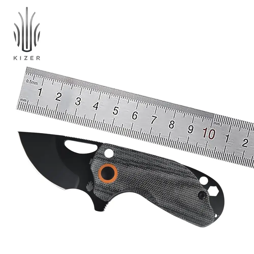 

Kizer Tactical Knife Catshark V2561N2 2020 New Mini EDC Knife with Black Titanium + Micarta Handle Outdoor Camping Tools