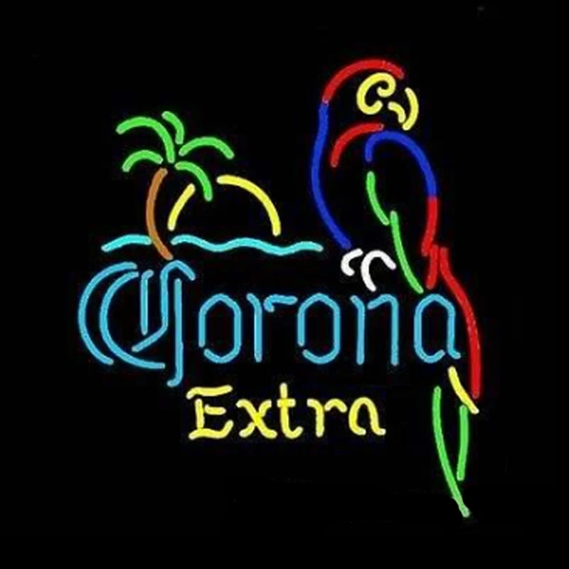 corona papagaio extra palmeira sinal de neon artesanal tubo de vidro real barra cerveja hotel ktv loja decoracao display luz da lampada 17 x14 01