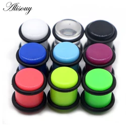 Alisouy 2Pc Punk Acrylic Ear Plugs Tunnel 1.6-10mm Black White Earring Gauges Ear Piercing Ear Flare Flesh Expander 12 color