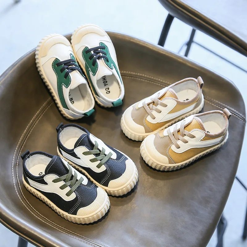 

Children's 2021 autumn new boys and girls sneakers children's casual canvas biscuit shoes pedal girls soft sole shoes