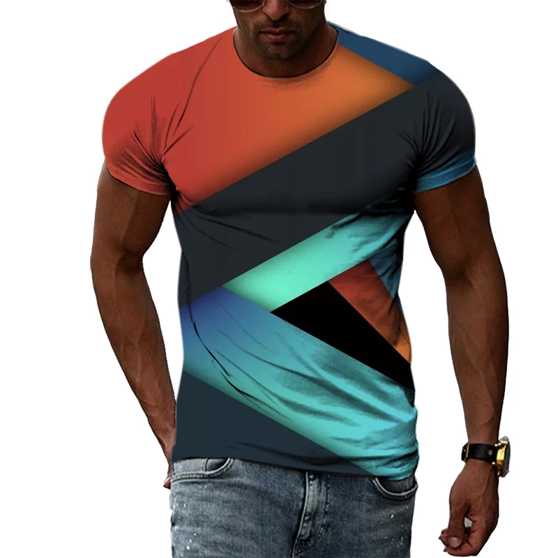 Fashion Personality Abstract Geometry graphic t shirts For Men Summer Casual Handsome Cool Style Trend 3D Printed T-shirts Top