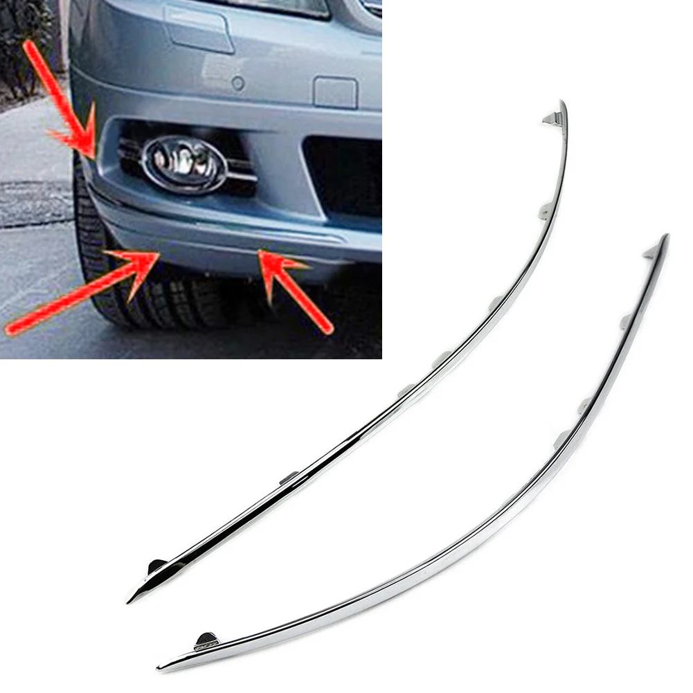 Car Front Bumper Trim Avantgarde Chrome Decoration Left+Right 2Pcs For Mercedes Benz W204 C Class C300 C350 2007 2008 2009 2010