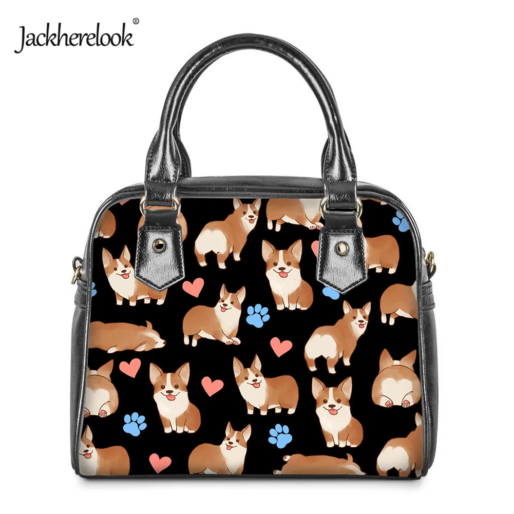 

Jackherelook Cute Corgi Dogs Paw Print Women Handbag Female Crossbody Bag Luxury Women's Leather Small Handle Bag Bolsos Mujer