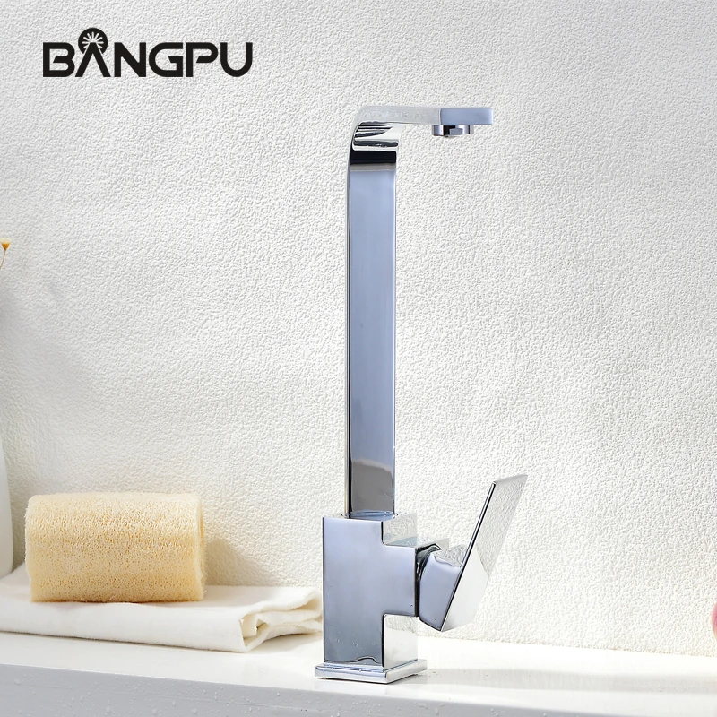 BANGPU Bathroom Basin Faucet 1 Hole Sink Faucet Bathroom Faucet Rotary Kitchen Tap Basin Tap Single Handle Deck Mounted Chrome