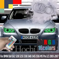 Multi-color Halo Ring Kit RGB Angel Eyes Remote Control for BMW E60 E61 M5 Pre LCI 2003-2007 16 Colors Flash