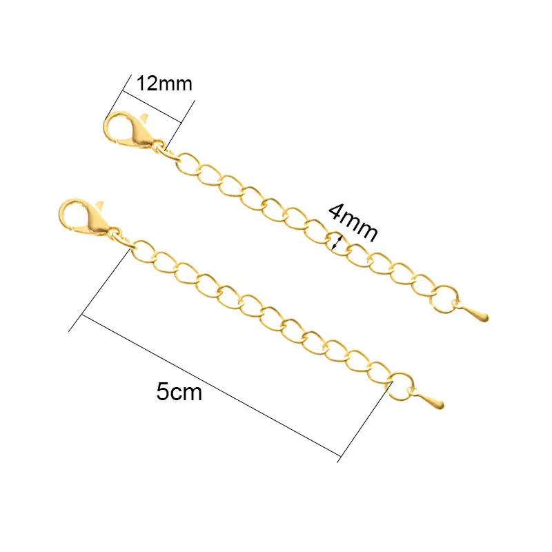 Correntes de rabo de extensão 20 pol., para colar, de prata e ouro, fechos de lagosta com fechos, joias diy, achados