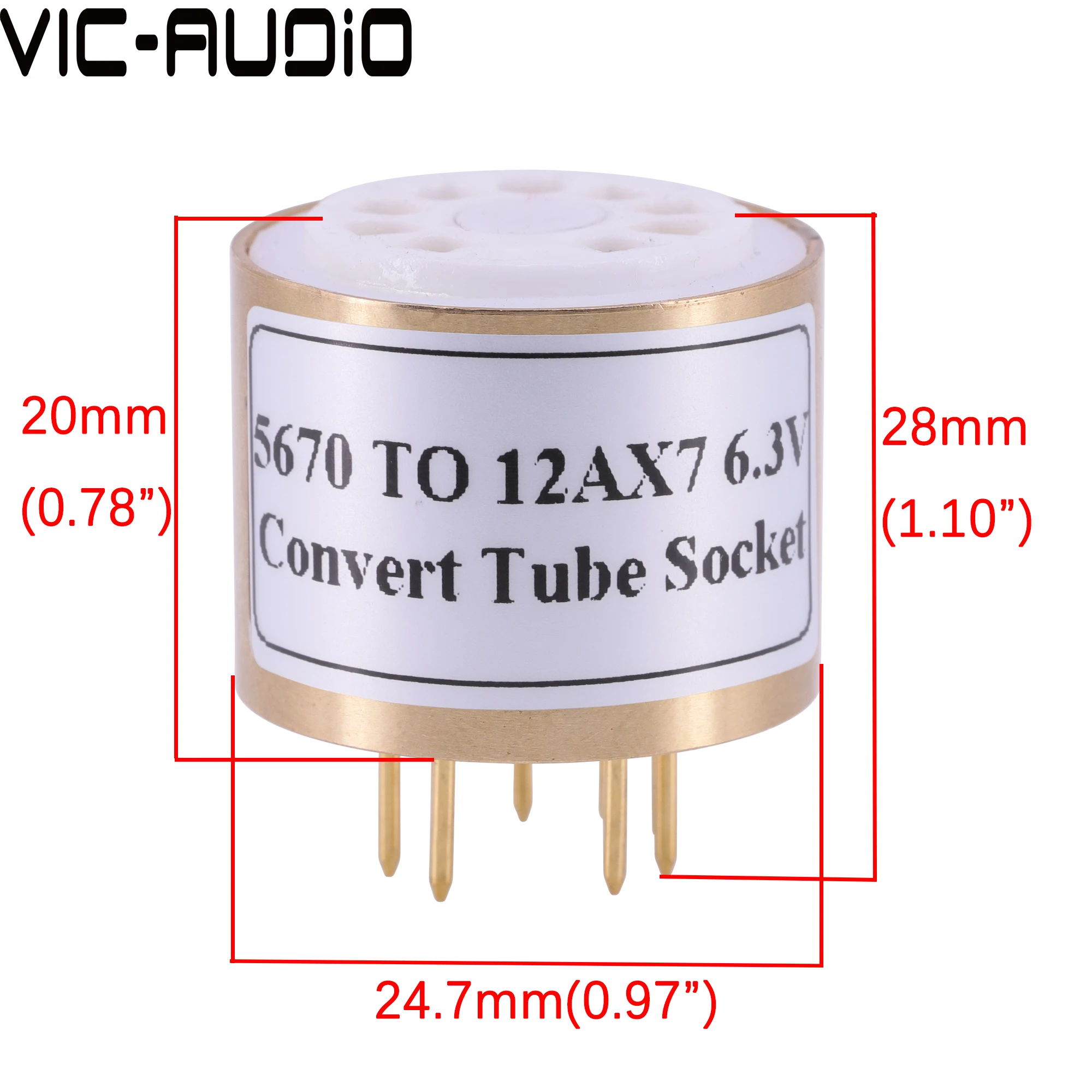 Adaptateur de prise de tube à vide, amplificateur audio bricolage, conversion de tube à vide, 6N3, 6H3N, 369A, 5670 à 12AX7, ECC82, ECC83, 12AU7, 6.3V, 1 pièce