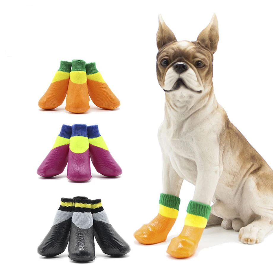 Small Dog Shoes Socks Solid Design 4pcs/Set Waterproof Dog Shoes Casual Autumn/Winter Mesh Dog Shoes for Dogs Small Medium