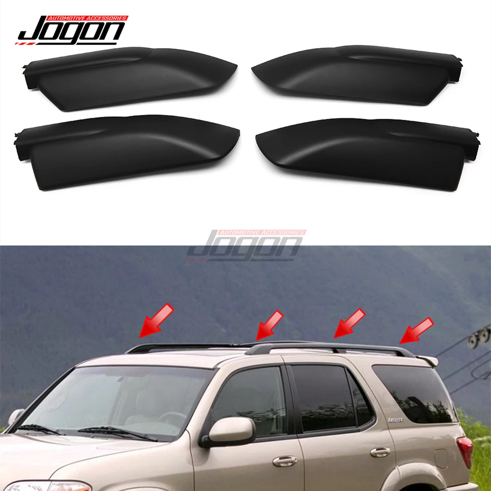 

4Pcs Matt Black For Toyota Sequoia 2008-2020 Exterior Car Roof Rack Leg Bar Rail End Replacement Shell Cover Trim Accessories