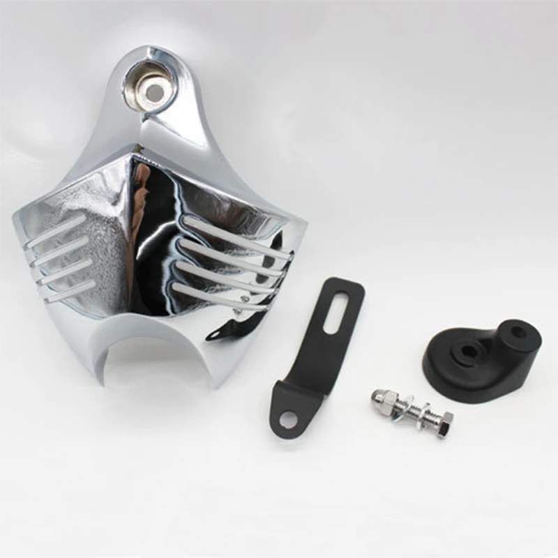Billet Silver Aluminum Motorcycle Chrome V-Shield Horn Cover For Harley Big Evo / Twins/ Twin Cam 1992-2012