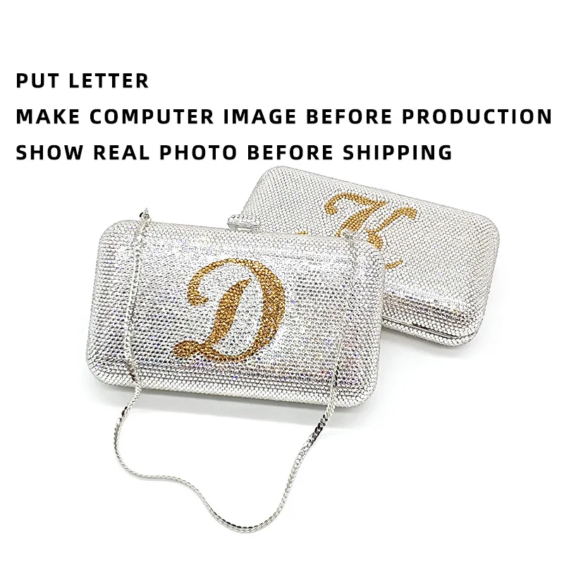 

Make it your own personal design bag Bridal wedding party name purses women evening party diamond letter crystal clutches bags