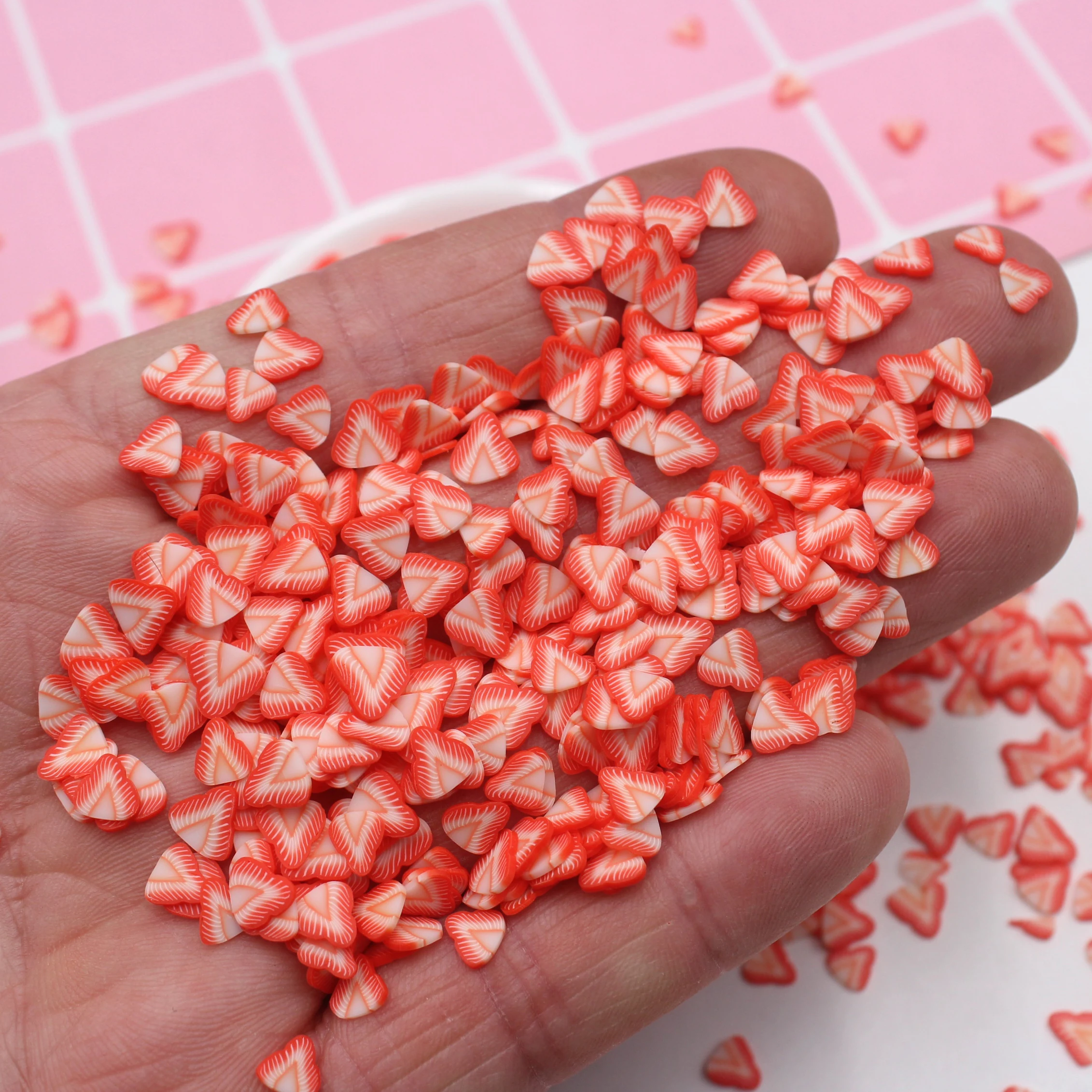 100g/Lot Sweet Strawberry Clay Slices Soft Pottery Fruits Sprinkles for DIY Crafts Filling Accessories