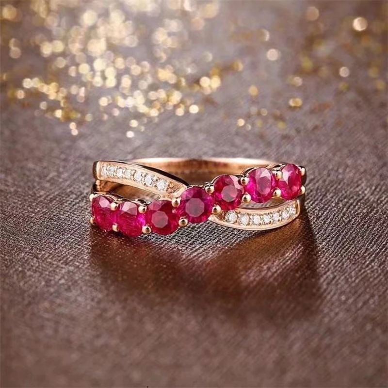 Trendy Natural Myanmar Ruby Engagement Ring Women 100% 925 Sterling Silver Gemstone Ruby Adjustable Ring Wedding Fine Jewelry