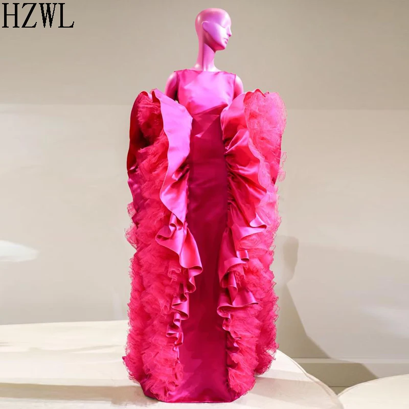 Moda Rose Red Ruffles suknie balowe 2020 New Arrival Jewel bez rękawów Zipper powrót satynowa i tiulowa suknia wieczorowa sukienki na przyjęcie