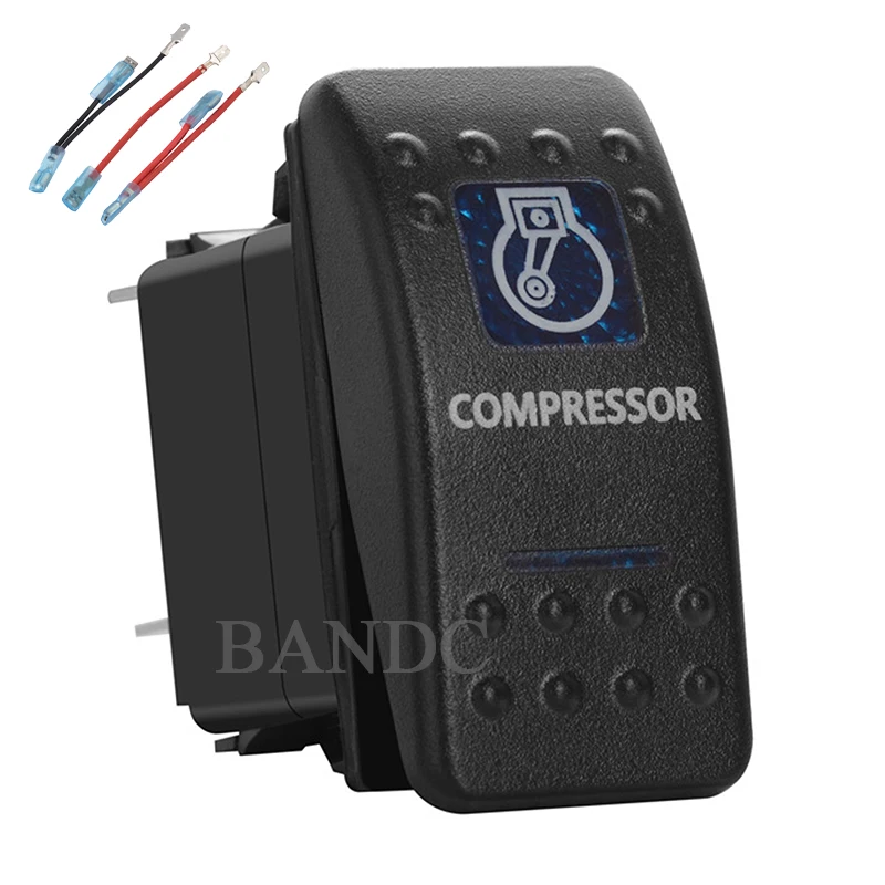 

COMPRESSOR 5Pins On-Off SPST Blue Led Toggle Switch for Car Boat Marine Truck，12V 20A 24V 10A，Jumper Wires